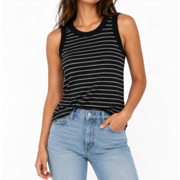MICHAEL STARS Tops - NEW MICHAEL STARS gina ultra rib stripe tank in black/h grey